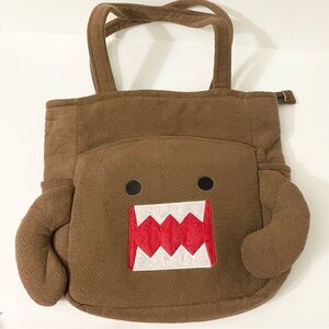 Domo Fleece Tote Bag Purse Brown Plush Character Shoulder Bag